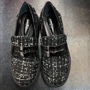 Women’s Black and White Loafers